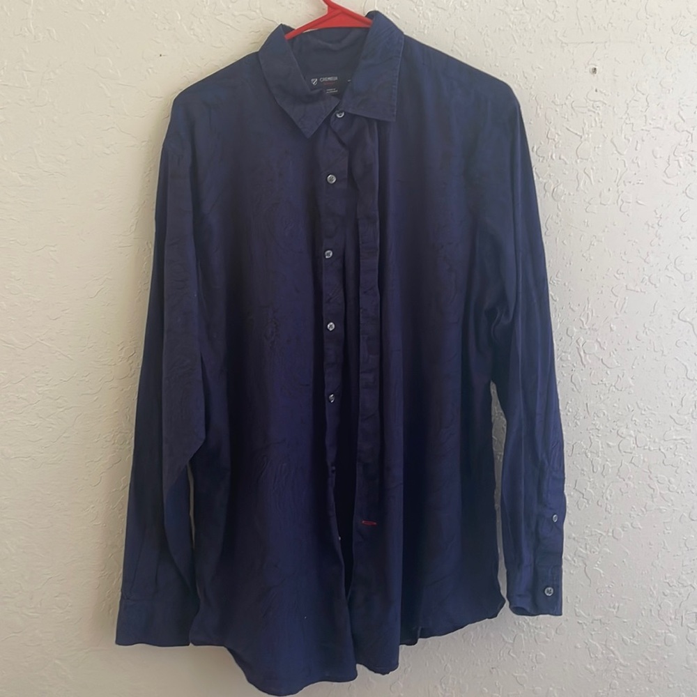 Cremieux Dark Blue Designed Button Down - image 1